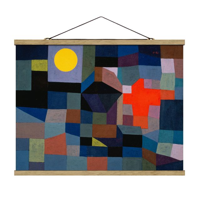 Stoffbild mit Posterleisten - Paul Klee - Feuer bei Vollmond - Querformat 4:3