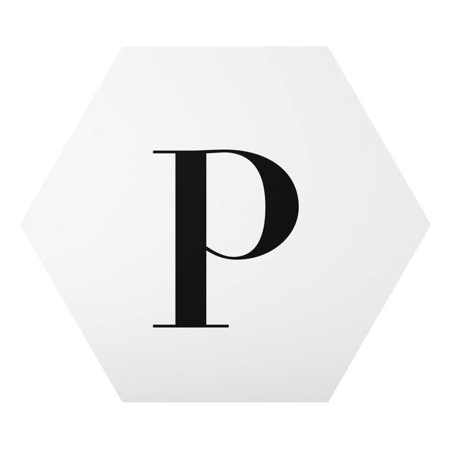Hexagon Bild Alu-Dibond - Buchstabe Serif Weiß P