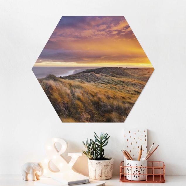 Hexagon Bild Forex - Sonnenaufgang am Strand auf Sylt