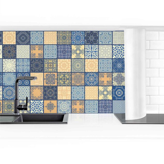 Küchenrückwand - Sonnig Mediterrane Fliesen mit blauen Fugen II
