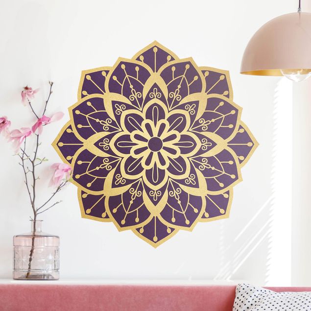 Wandtattoo Ornamente Mandala Blüte Muster gold violett