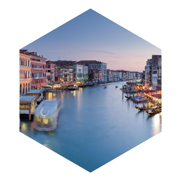 Hexagon Mustertapete selbstklebend - Abendstimmung auf Canal Grande in Venedig
