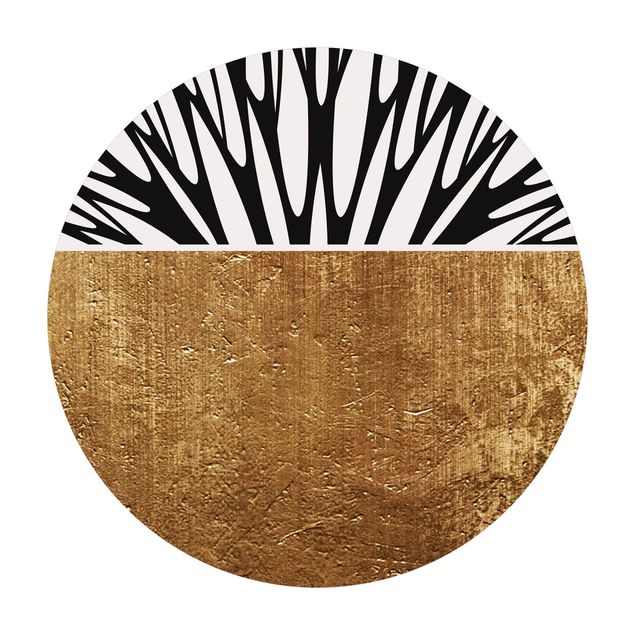 Runder Vinyl-Teppich - Abstrakte Formen - Goldener Kreis