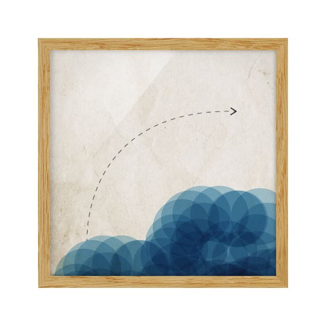 Bild mit Rahmen - Abstrakte Formen - Kreise in Blau - Quadrat