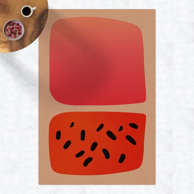 Roter Teppich Abstrakte Formen - Melone und Rosa