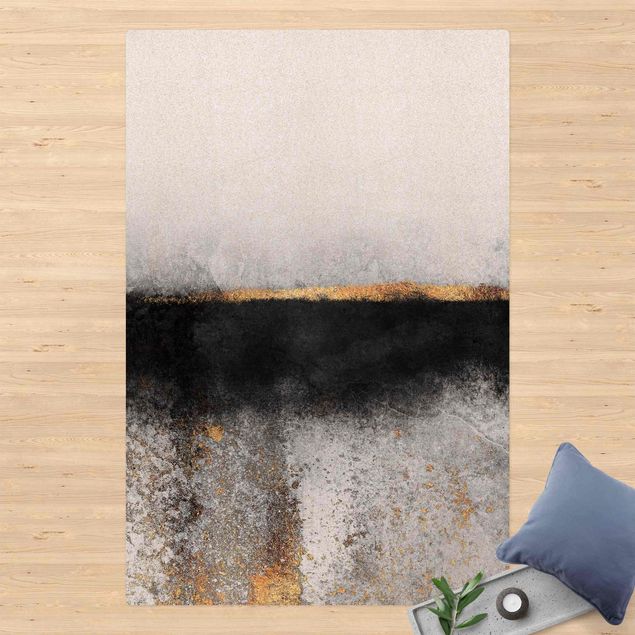 Teppich abstrakt Abstrakter Goldener Horizont Schwarz Weiß