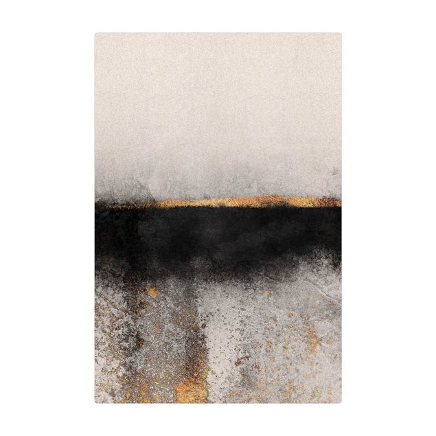 Kork-Teppich - Abstrakter Goldener Horizont Schwarz Weiß - Hochformat 2:3