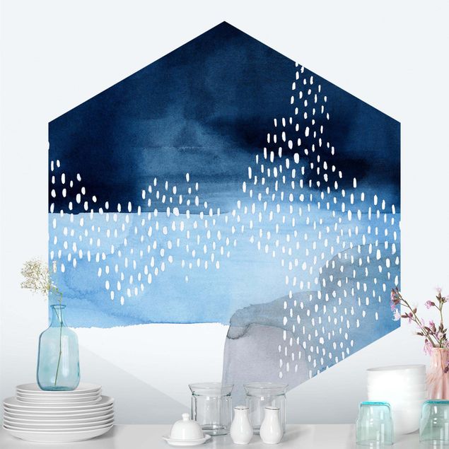 Hexagon Mustertapete selbstklebend - Abstrakter Wasserfall