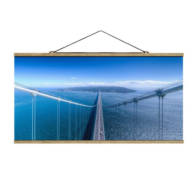 Stoffbild mit Posterleisten - Brücke zur Insel - Querformat 2:1