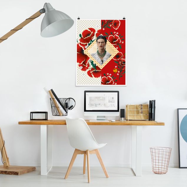 Poster - Frida Kahlo - Mohnblüten - Hochformat 3:4