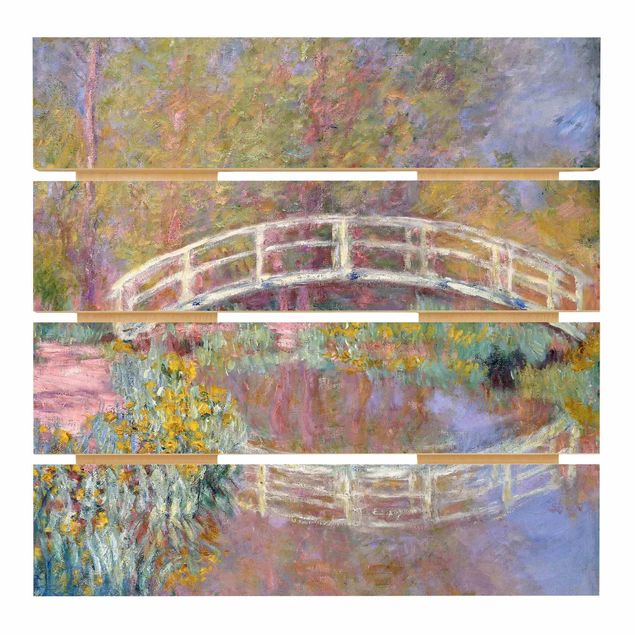 Holzbild - Claude Monet - Brücke Monets Garten - Quadrat 1:1