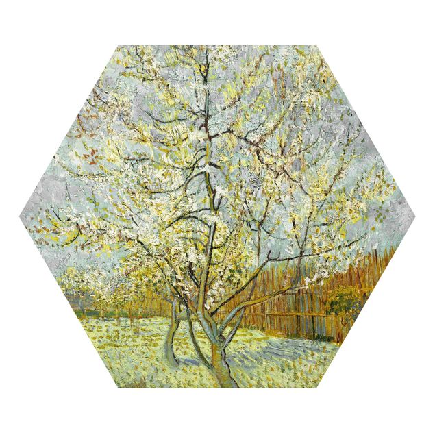 Hexagon Bild Alu-Dibond - Vincent van Gogh - Pfirsichbaum rosa