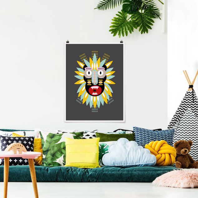 Poster - Collage Ethno Maske - King Kong - Hochformat 4:3