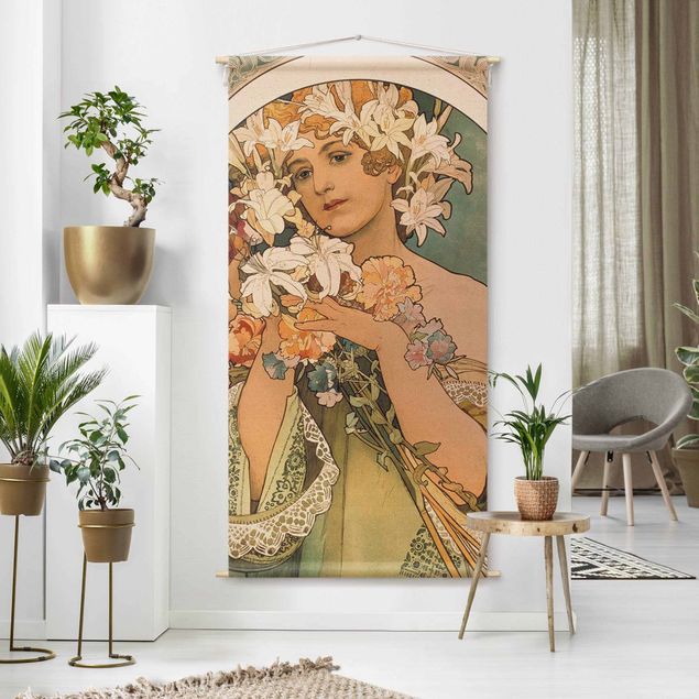 Wandbehang Vintage Alfons Mucha - Blume