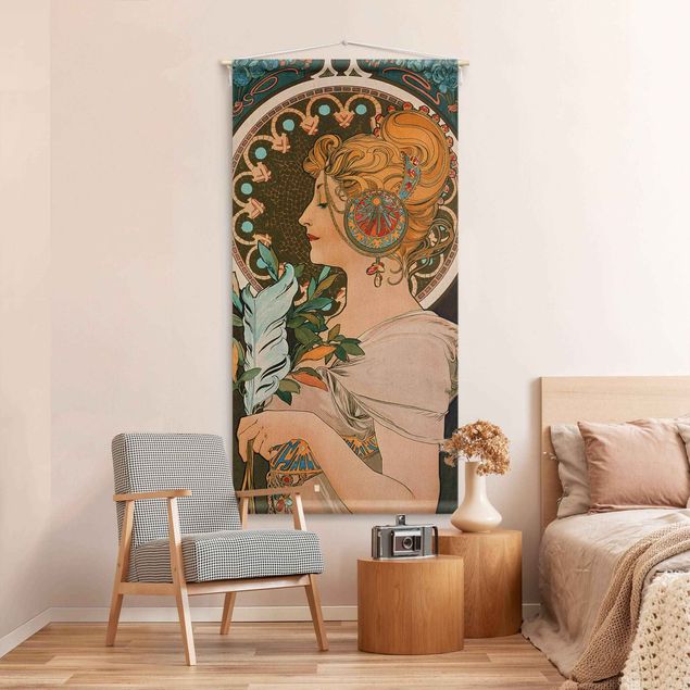 Wandbehang Vintage Alfons Mucha - Die Feder