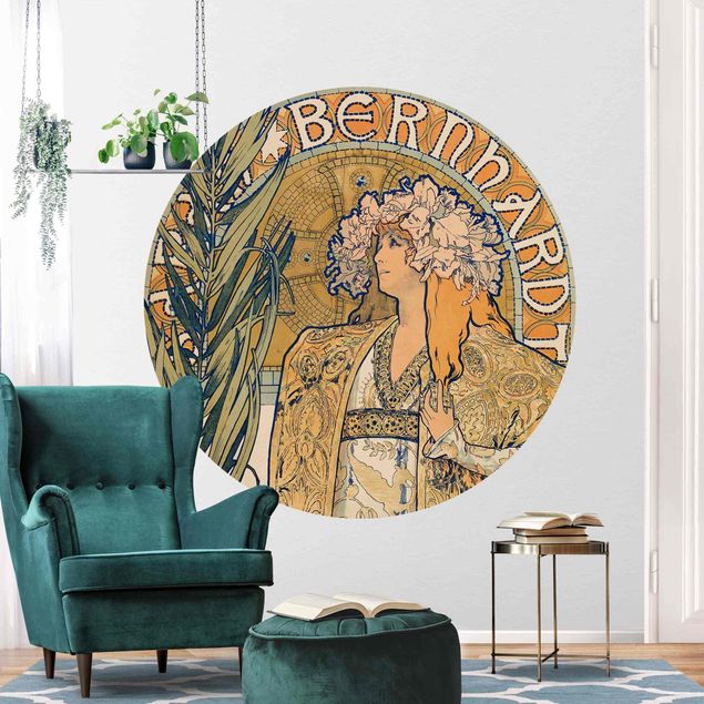 Runde Tapete selbstklebend - Alfons Mucha - Plakat für Theaterstück Gismonda