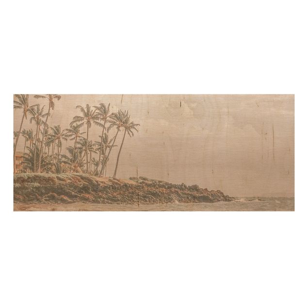 Holzbild - Aloha Hawaii Strand - Panorama