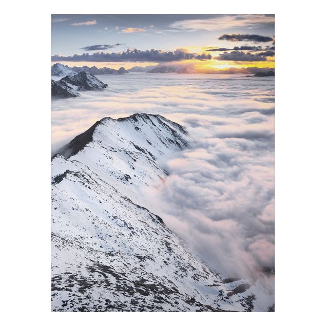 Alu-Dibond Bild - Blick über Wolken und Berge