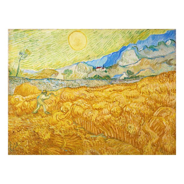 Alu-Dibond Bild - Vincent van Gogh - Die Ernte, Kornfeld mit Schnitter