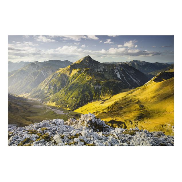 Alu-Dibond Bild - Berge und Tal der Lechtaler Alpen im Tirol