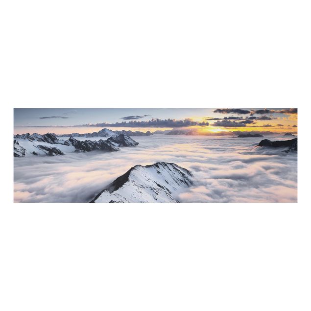 Alu-Dibond Bild - Blick über Wolken und Berge