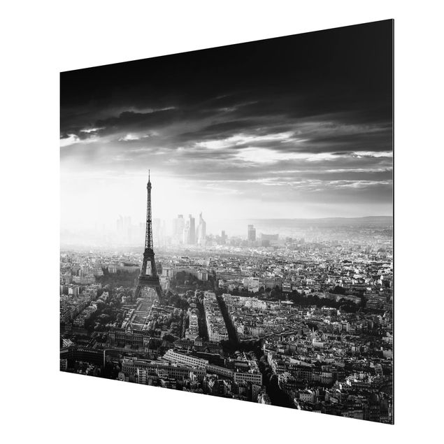 Aluminium Print - Der Eiffelturm von Oben Schwarz-weiß - Querformat 3:4