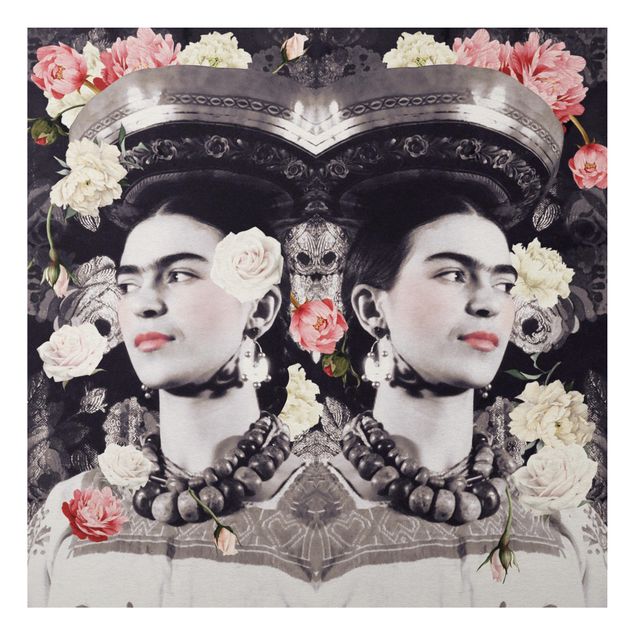 Alu-Dibond Bild - Frida Kahlo - Blumenflut