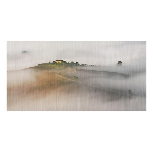 Alu-Dibond Bild - Morgennebel in der Toskana