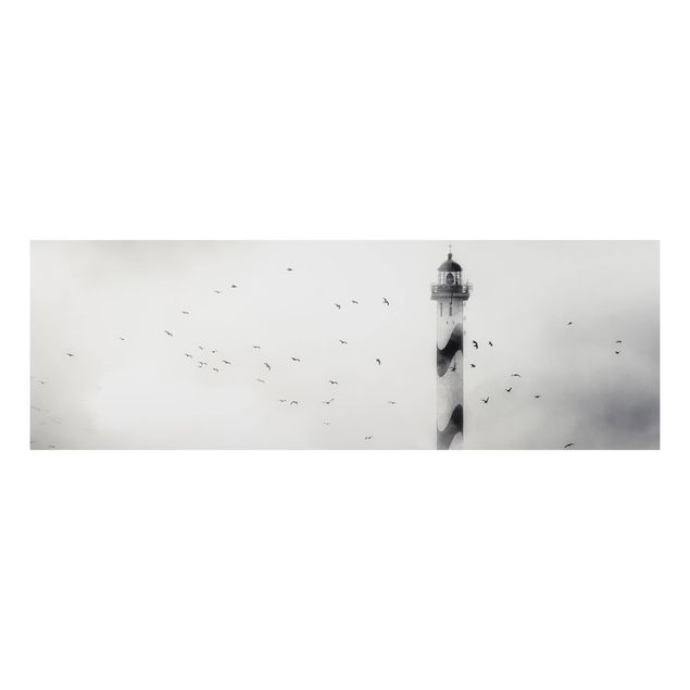 Alu-Dibond Bild - Leuchtturm im Nebel