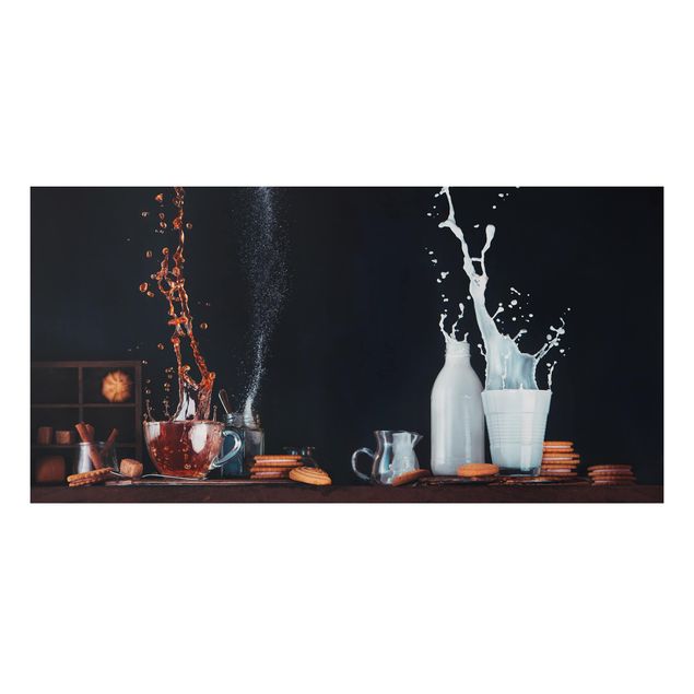 Alu-Dibond Bild - Milch und Tee Komposition