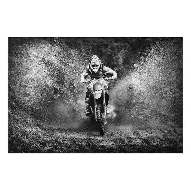 Alu-Dibond Bild - Motocross im Schlamm