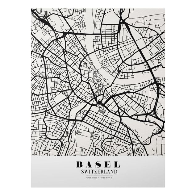 Alu-Dibond Bild - Stadtplan Basel - Klassik