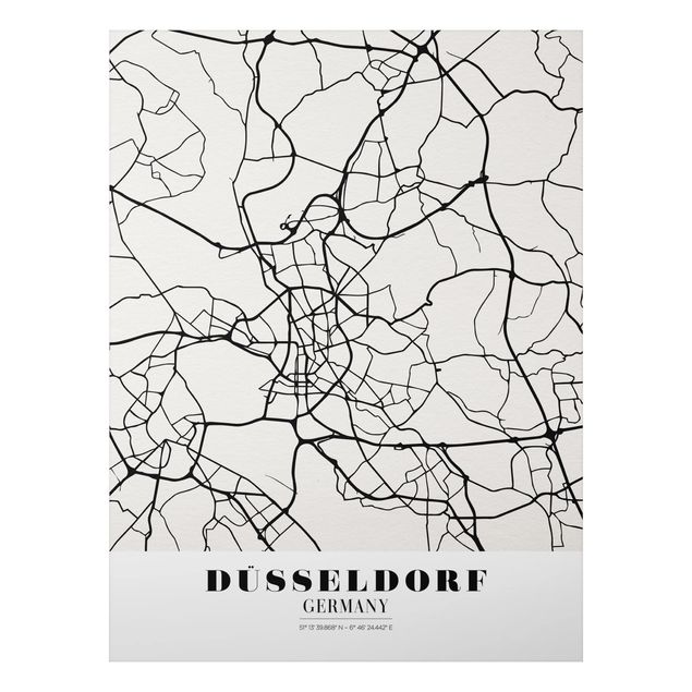 Alu-Dibond Bild - Stadtplan Düsseldorf - Klassik