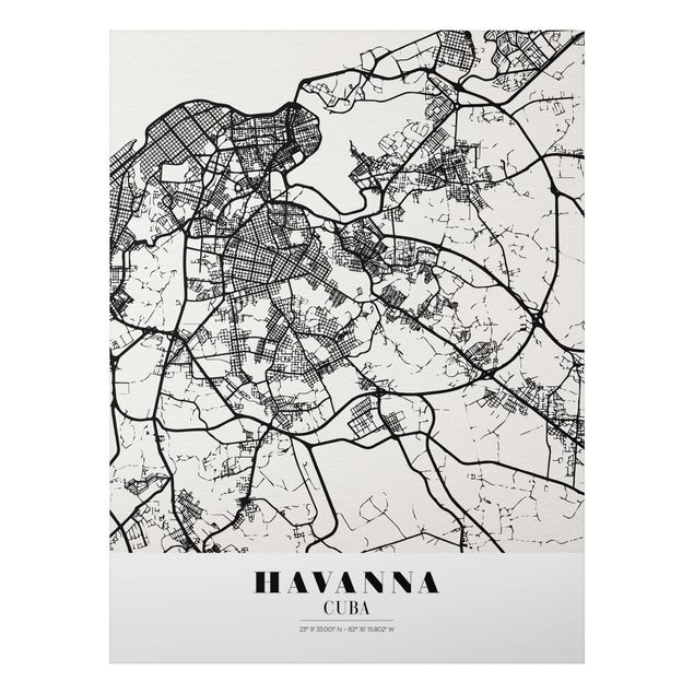 Alu-Dibond Bild - Stadtplan Havanna - Klassik