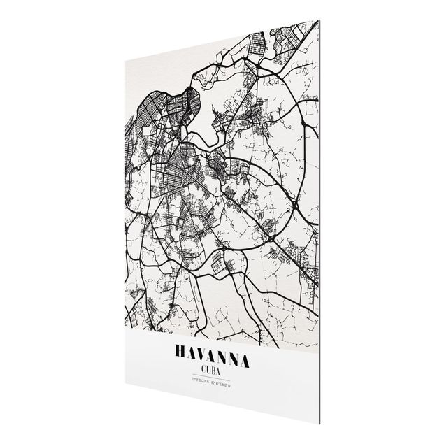 Alu-Dibond Bild - Stadtplan Havanna - Klassik