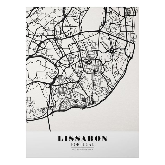 Alu-Dibond Bild - Stadtplan Lissabon - Klassik