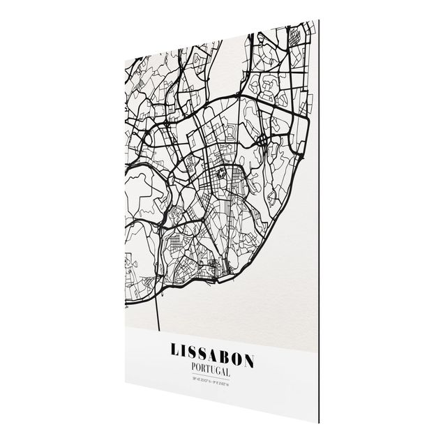 Alu-Dibond Bild - Stadtplan Lissabon - Klassik