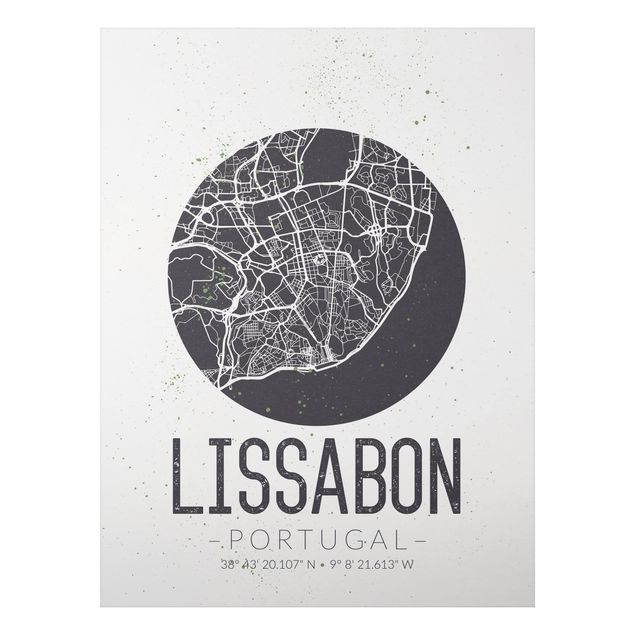 Alu-Dibond Bild - Stadtplan Lissabon - Retro