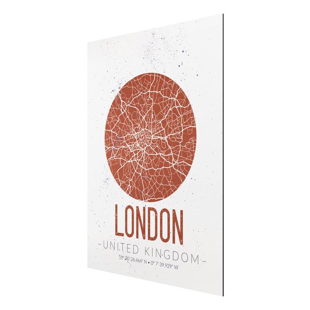 Alu-Dibond Bild - Stadtplan London - Retro