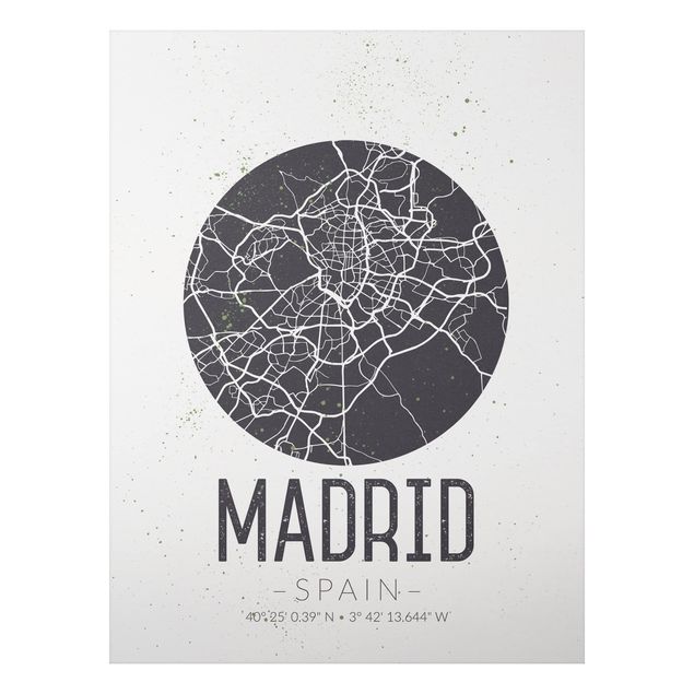 Alu-Dibond Bild - Stadtplan Madrid - Retro