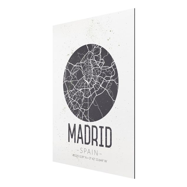 Alu-Dibond Bild - Stadtplan Madrid - Retro