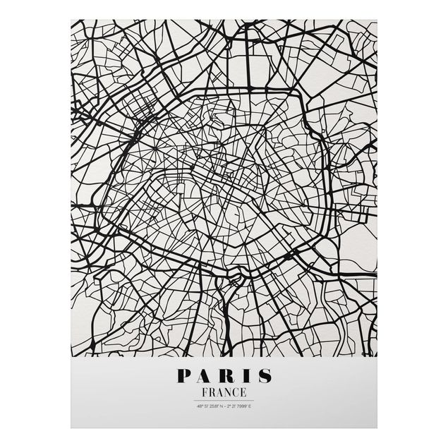 Alu-Dibond Bild - Stadtplan Paris - Klassik