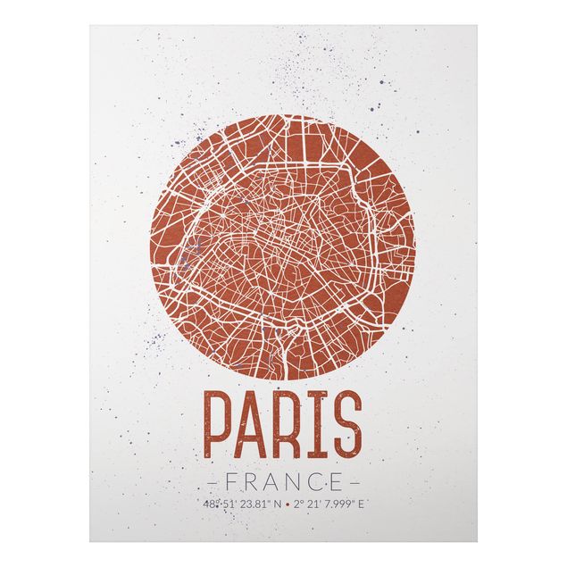 Alu-Dibond Bild - Stadtplan Paris - Retro