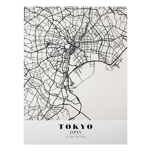 Alu-Dibond Bild - Stadtplan Tokyo - Klassik