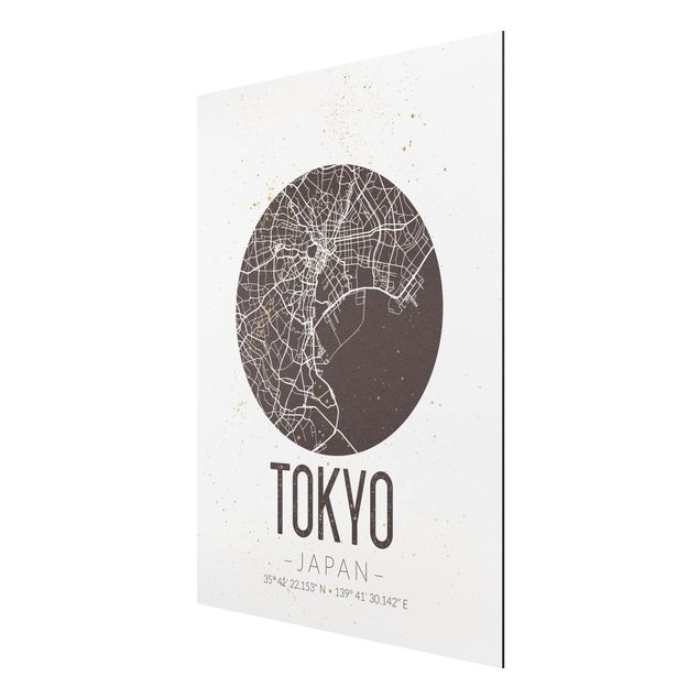 Alu-Dibond Bild - Stadtplan Tokyo - Retro