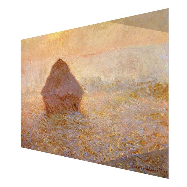 Alu-Dibond Bild - Claude Monet - Heuhaufen, Sonne bei Nebel
