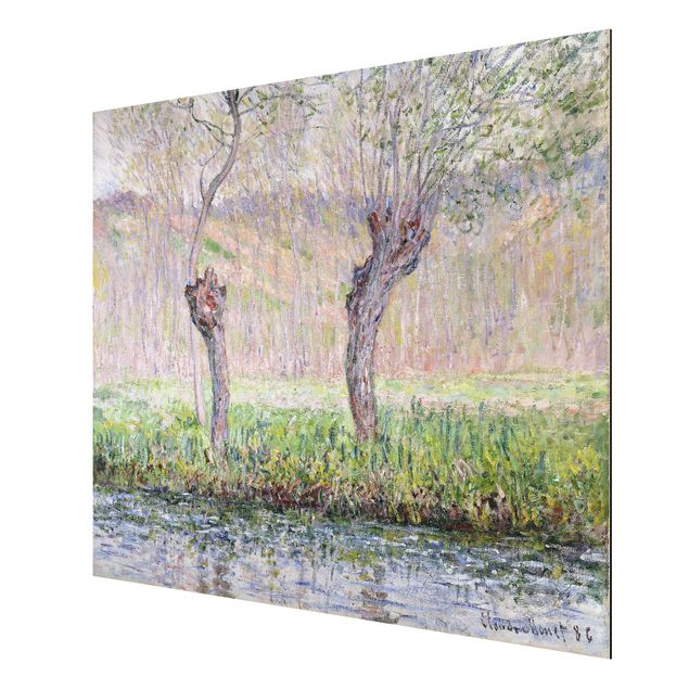 Alu-Dibond Bild - Claude Monet - Frühling, Weidenbäume