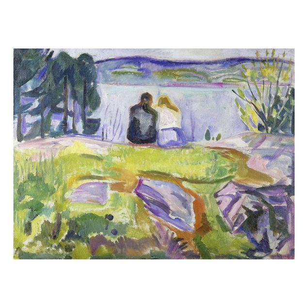 Alu-Dibond Bild - Edvard Munch - Frühling (Liebespaar am Ufer)