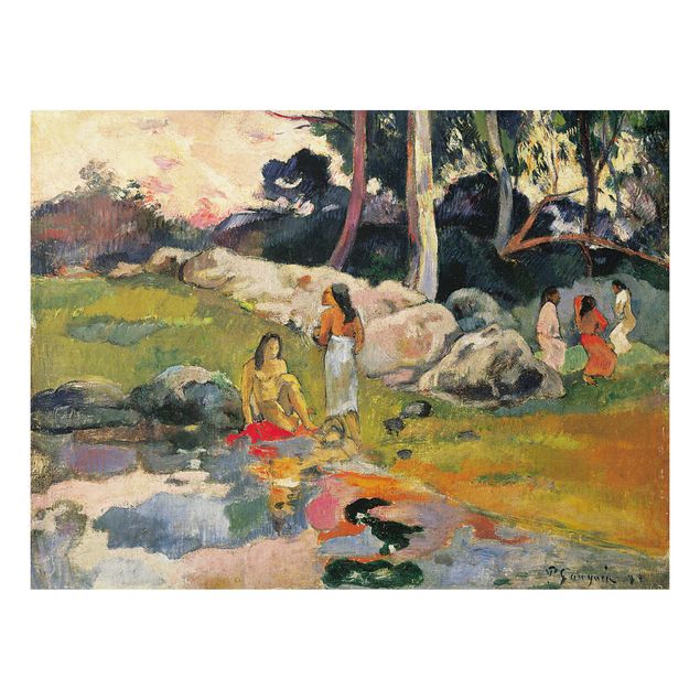 Alu-Dibond Bild - Paul Gauguin - Frauen an einem Flussufer