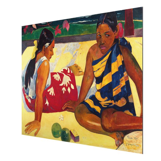 Alu-Dibond Bild - Paul Gauguin - Zwei Frauen von Tahiti. Parau Api (Gibt's was Neues?)